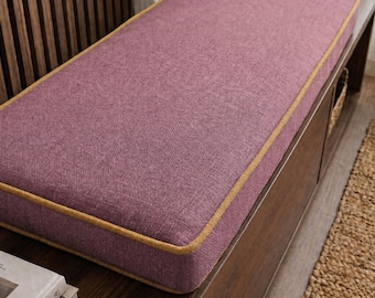 Linen Bench Cushion, Custom Seat Cushion, Dining Bench Cushion, Thick Foam Cushion, Indoor Window Cushion