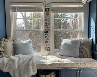 Linen French Bench Cushion, Floor Cushion,  Window Seat Cushion,  Custom Bench Cushion
