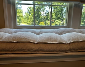 Indoor Bench Cushion, French Style Custom Cushion, Floor Cushion, Tufted Cushion