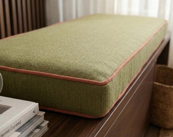 Linen Bench Cushion, Reading Nook Cushion, Bay Window Cushion, Window Bench Cushion