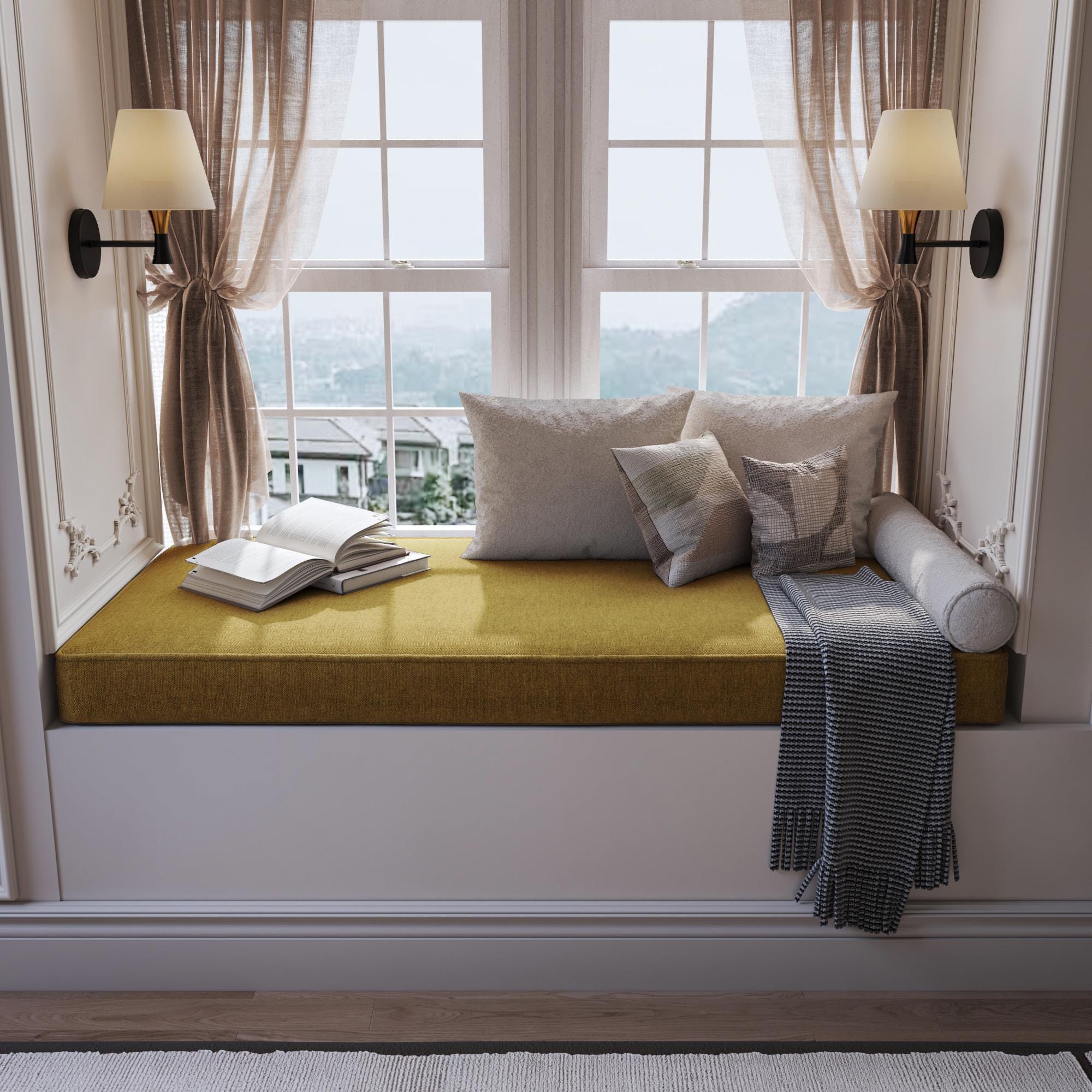 Individuelles Fensterbankkissen, waschbares Cord-Bodenkissen, großes elegantes Sofakissen