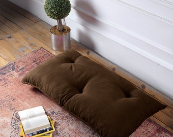 Custom French Style Bench Cushion, French Style Floor Cushion, Large Linen Bench Cushion
