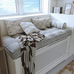 Tufted Bench Cushion, Custom Window Bench Cushion, Large French Style Cushion