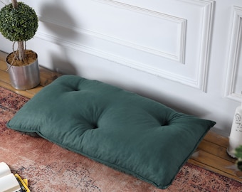 French Style Bench Cushion, Custom Floor Cushion, Green Daybed Cushion