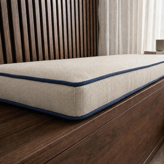 Custom Bench Cushion, Window Seat Cushion, Foam Bench Cushion, Indoor Bench Cushion, Custom Bay Window Cushion