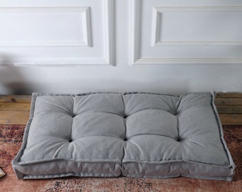 Grey Daybed Cushion, Meditation Floor Pillow, Window Bench Cushion Indoor