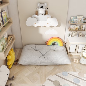 Linen Floor Cushion, Baby Room Decor, Window Seat Cushion, Kids Reading Nook
