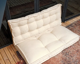 Custom French Bench Cushion, Velvet Reading Nook Cushion, Linen Meditation Floor Cushion