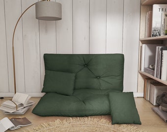 Custom French Bench Cushions, Tufted Window Bench Cushion, Velvet Reading Nook Cushion
