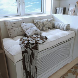 Linen Window Seat Cushion, Indoor Bench Cushion, French Style Cushion, Floor Cushion