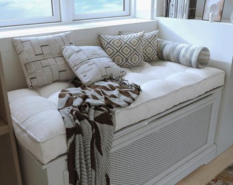 Linen Window Seat Cushion, Indoor Bench Cushion, French Style Cushion, Floor Cushion