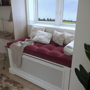 Custom French Style Bench Cushion, Window Reading Nook Cushion, Linen Meditation Floor Cushion