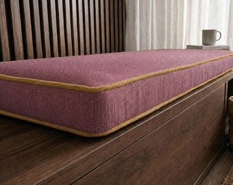 Linen Bench Cushion, Custom Seat Cushion, Thick Foam Cushion, Indoor Window Cushion, Dining Bench Cushion