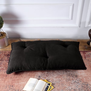 Black Bench Cushion | Custom French Style Window Seat Cushion | Floor Cushion