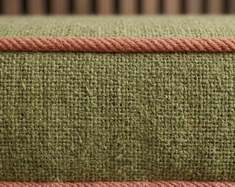 Custom Bench Cushion, Colorful Piping Cushion, Window Seat Cushion, Linen Bench Cushion, Reading Nook Cushion