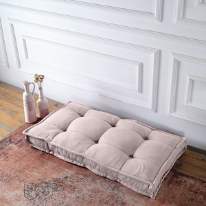 Custom Large Bench Cushion, Linen French Style Floor Cushion, Reading Nook Cushion