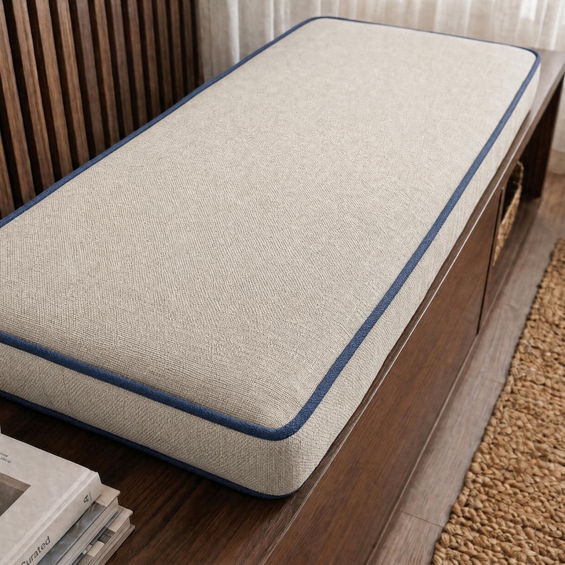 Custom foam seat cushion for stylish indoor bench spaces
