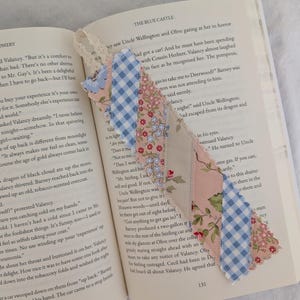 Quilted Fabric Bookmark: Handmade Floral Book Lover Gift