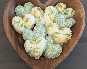 Lemon & Gingham Heart Bowl Fillers: Farmhouse Tiered Tray Decor, Set of 9