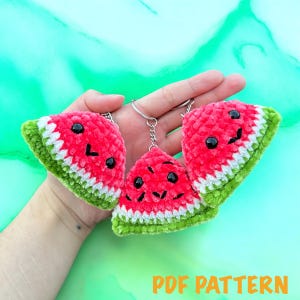 Crochet Watermelon Keychain Pattern
