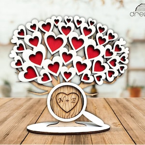 árvore do amor svg, arquivo svg de corte a laser do dia dos namorados, svg de coração personalizado, laser de cartão de presente do dia dos namorados, arquivo svg Glowforge, árvore de corte a laser