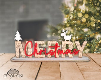 merry christmas svg, laser cut file, christmas decor, layered christmas svg