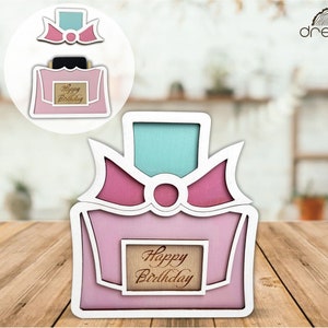 titular de la tarjeta de regalo feliz cumpleaños svg, archivo cortado con láser, caja de tarjeta de regalo svg, láser del día de las madres svg, titular de la tarjeta de regalo del día de las madres, archivo Glowforge