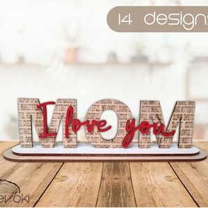 pacchetto in formato SVG per la festa della mamma, mamma ti amo carta in formato SVG, file tagliato al laser, laser in formato SVG per la festa della mamma, mamma in piedi in formato SVG, regalo per la mamma, file in formato SVG Glowforge