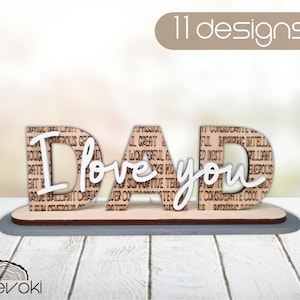 pacchetto festa del papà taglio laser, papà ti amo carta in formato SVG, file di taglio laser, festa del papà laser in formato SVG, papà in piedi in formato SVG, regalo per papà in formato SVG