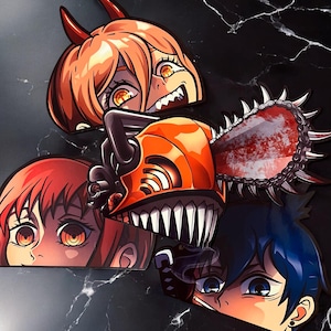 Chain Peeker Sticker Chibi Devil Anime Girl Manga Character Quality Waterproof Car Accessory Laptop Skateboard Window Vinyl PC JDM Decal