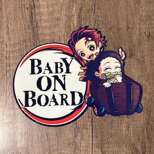 Slayer Baby on Board Sticker High Quality UV Resistant, Waterproof New Parents Demo Anime Manga Characters Shower Car Window Bumper Decal