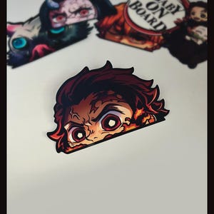 Sun Peeker Sticker, High Quality, Waterproof, UV Resistant, Demon Characters, Cute Slayer Anime Vinyl Laptop Car Decals Manga Main Gift