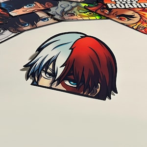 Half Peeker Sticker, High Quality, Waterproof, UV Resistant, MHA Anime Decal, Car, Laptop, Gift