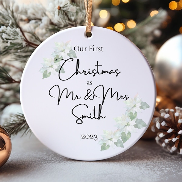 First Married Chrismas gift, First Christmas as Mr and Mrs ornament, First Married Xmas, Wedding Chrismas Gift, Married First Xmas Ornament