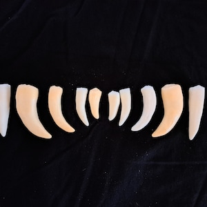 Foam teeth and tusks from dangerous beasts.