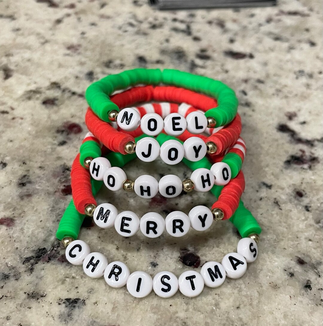 Christmas Clay Bead Bracelets Merry Christmas Bracelets Hohoho Il 1080xN.5474513946 Bb0x
