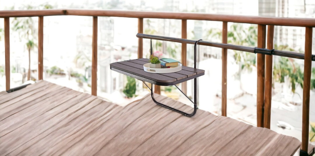 Balcony Railing Table Outdoor Hanging Folding Balcony Bar Etsy