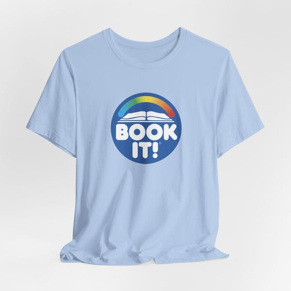 Retro Book It Tee, Unisex T-Shirt for Book Lovers, Nostalgic 90s Gift, Pizza Reading Shirt, Bookworm Top