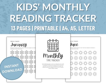 Rastreadores de lectura mensuales imprimibles para niños