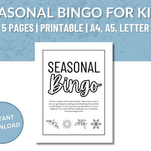 Kids' Printable Seasonal Reading Challenge Bingo Cards
