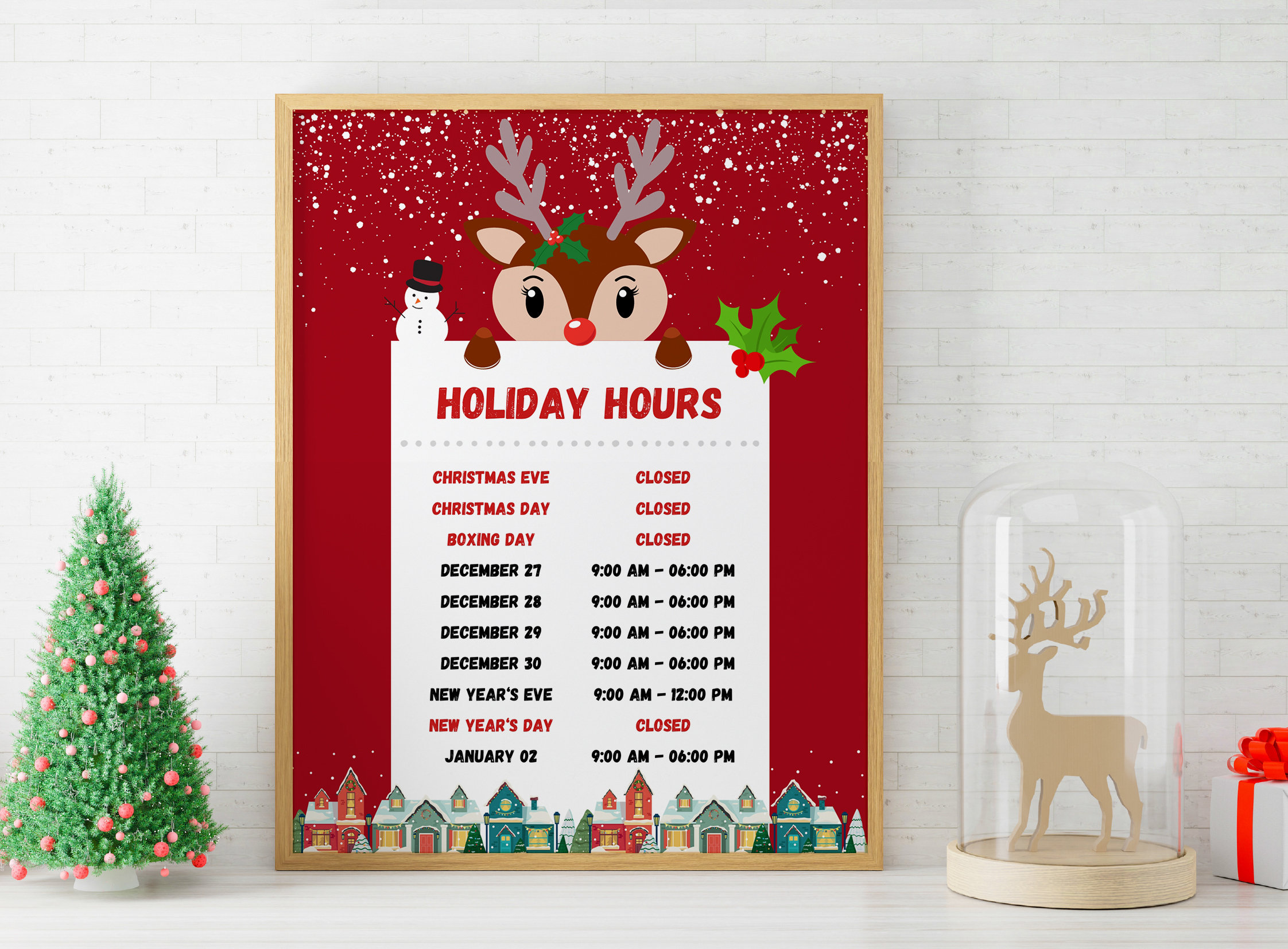 holiday opening hours 8.5 x 11 inches, printable mobile editable