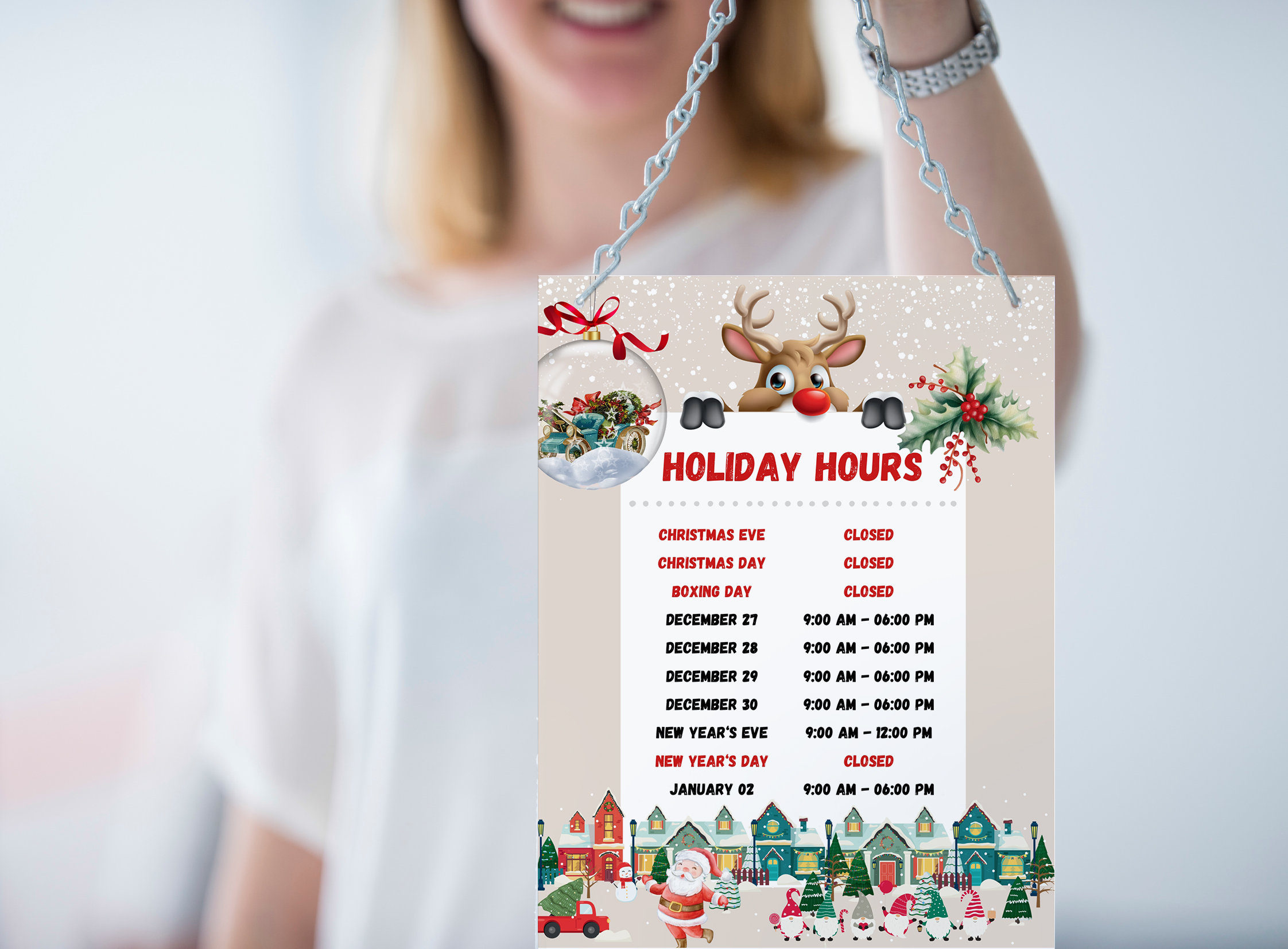 Holiday Opening Hours Sign: Printable Mobile Template (digital Download ...