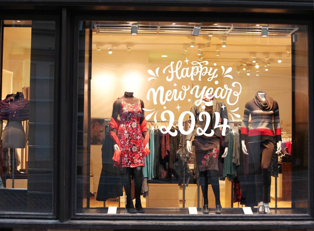 Happy New Year 2024 Window Decal 24 X 20 Inches Window Etsy