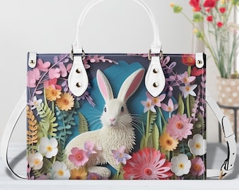 Bunny Floral Handbag, Ladies Spring Purse, Easter Design