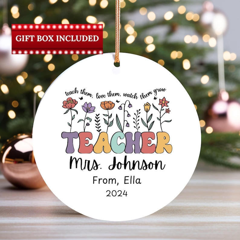 Teacher Ornament 2024 Personalized Teacher Tree Ornament Gift From