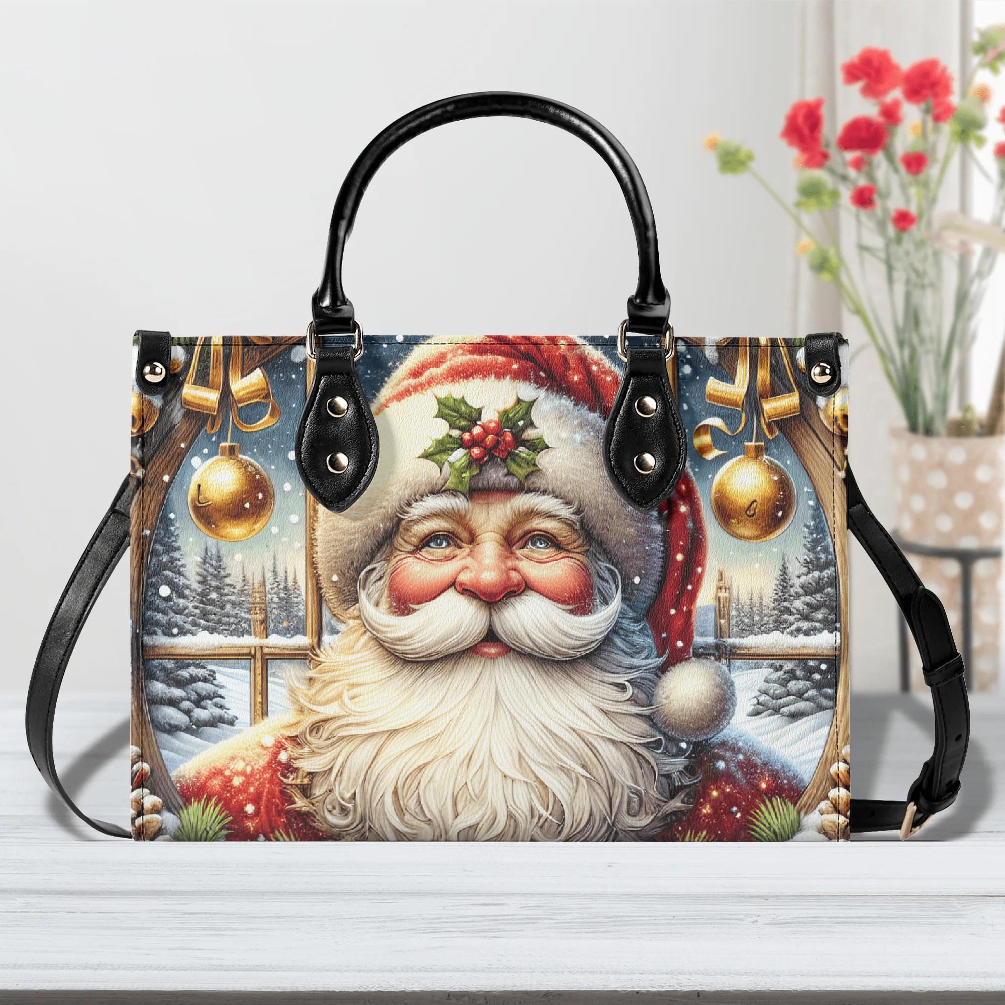 4357 Pine Tree Santa Claus Snow Xmas Backpack Purse Fashion Shoulder Bag Christmas Tree Purse main image 2