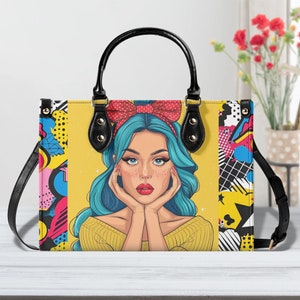 Pop Art Handbag, Retro-chic Purse, Unique Print Bag, Trendsetter Fashion, Playful Retro Mod Style Purse. Pop Art Accessory. Pop Art Gift
