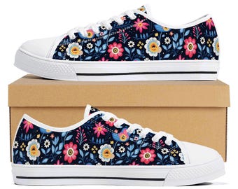 Zapatillas de lona con diseño floral: diseño de flores de primavera, regalo para jardineros