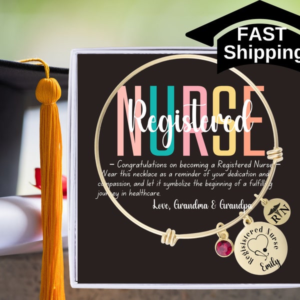 Nurse Bracelet Class of 2024 with Gift Card Box, Nurse Graduation Gift from Parents. Registered Nurse Bracelet, Custom Nurse Jewelry