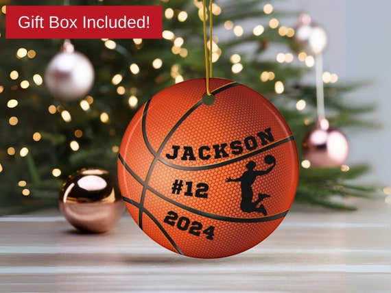 Personalized Basketball Ornament, Custom Team Gift, Ceramic Keepsake